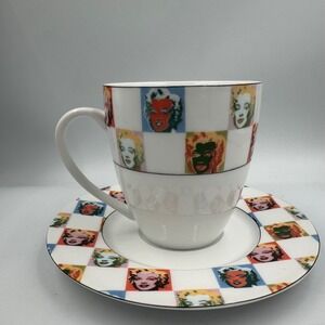 Block Andy Warhol Marilyn Monroe Cup & Saucer Set White Pop Art